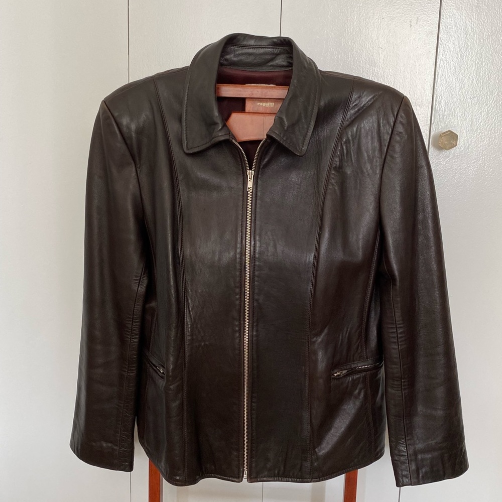Vintage Brown lined leather jacket Ann Taylor Made in USA size 10 or large